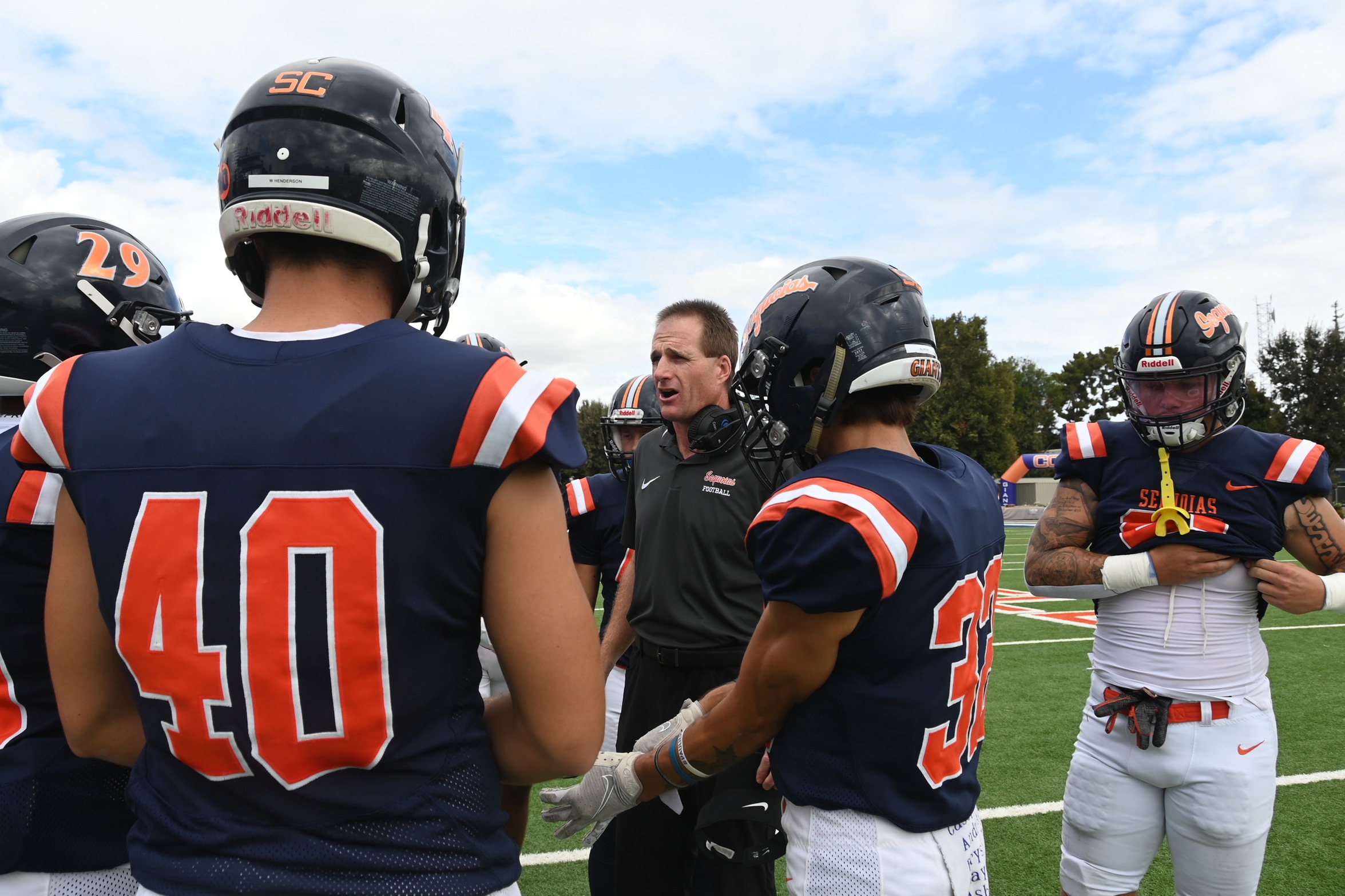Travis Burkett coaching against San Joaquin Delta College on September 16, 2023 (Credit: Norma Foster / COS Athletics).