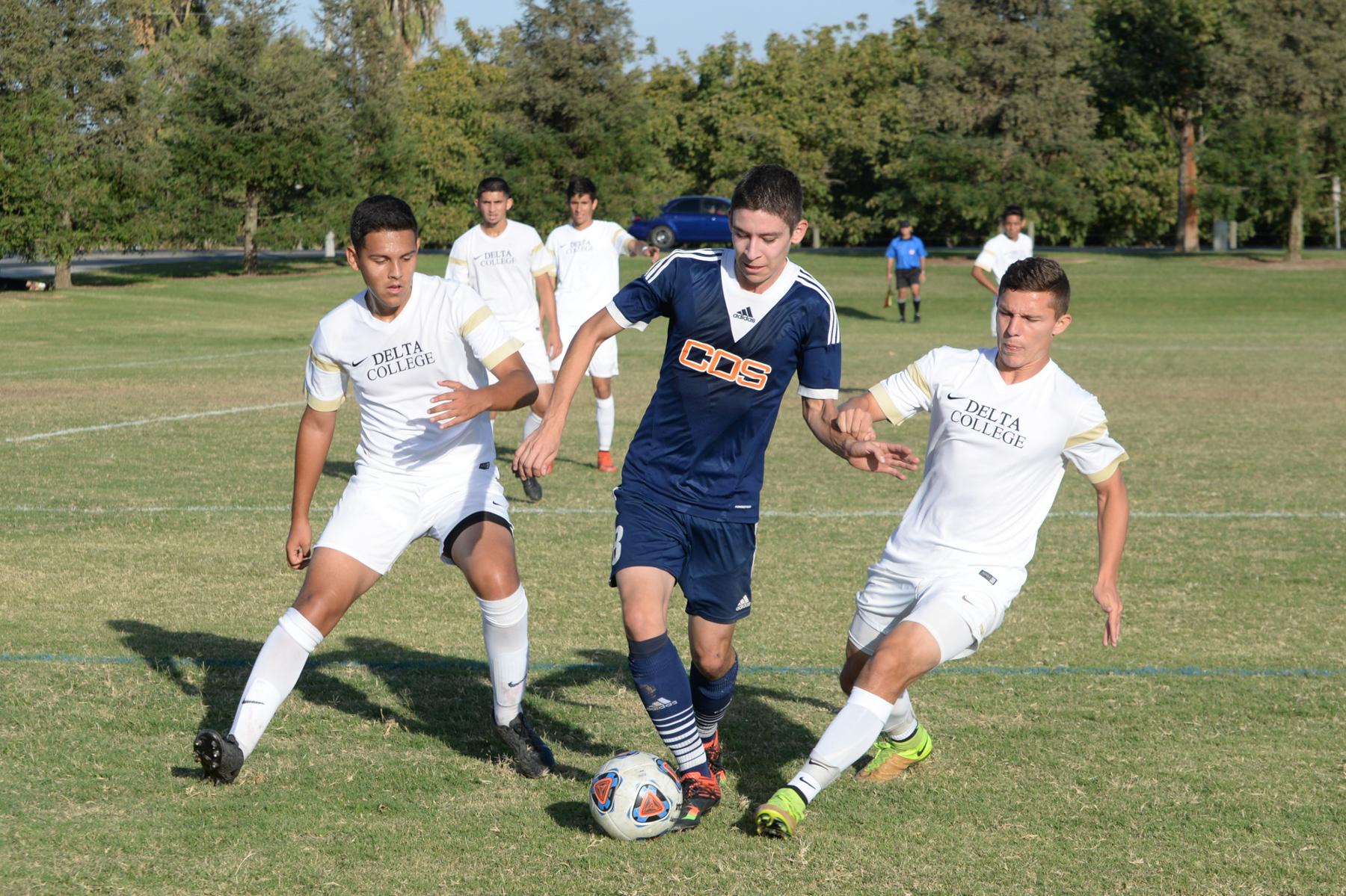Men's Soccer draw on a late goal
