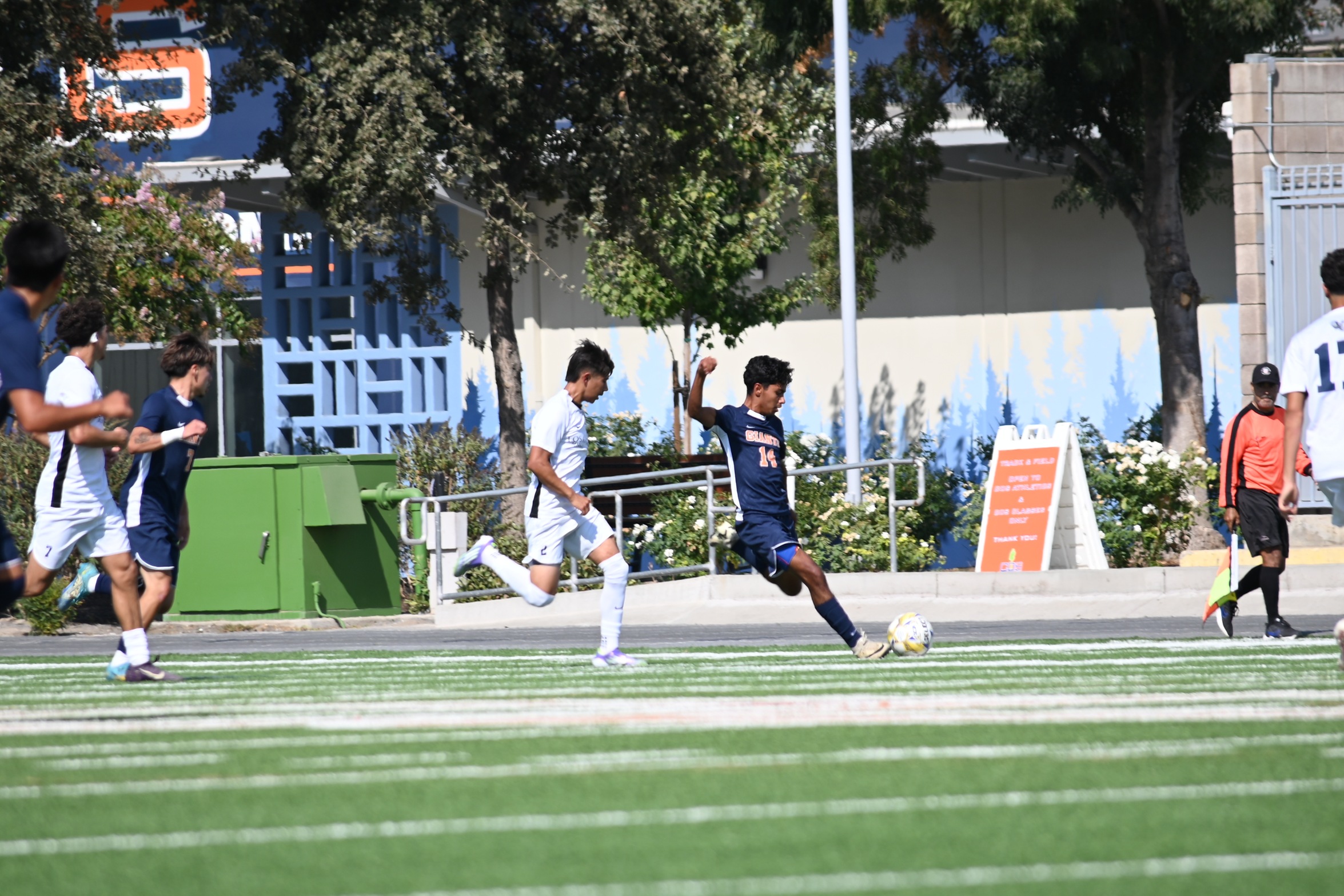 College of the Sequoias' Jerado Coronel (14) in an earlier game versus LA Mission College on September 5, 2025 (Photo Credit: Norma Foster).