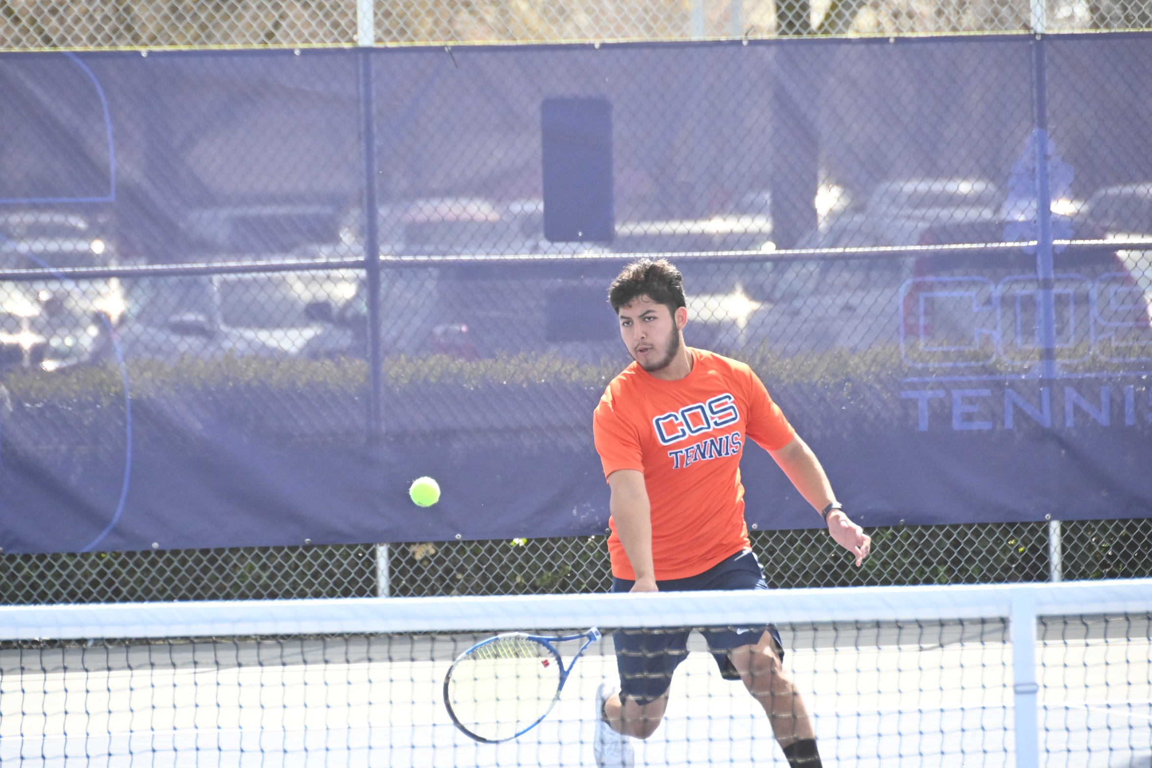 Juan Ocampo in a match against Fresno City College on March 5, 2024.

Photo Credit: Norma Foster / COS Athletics