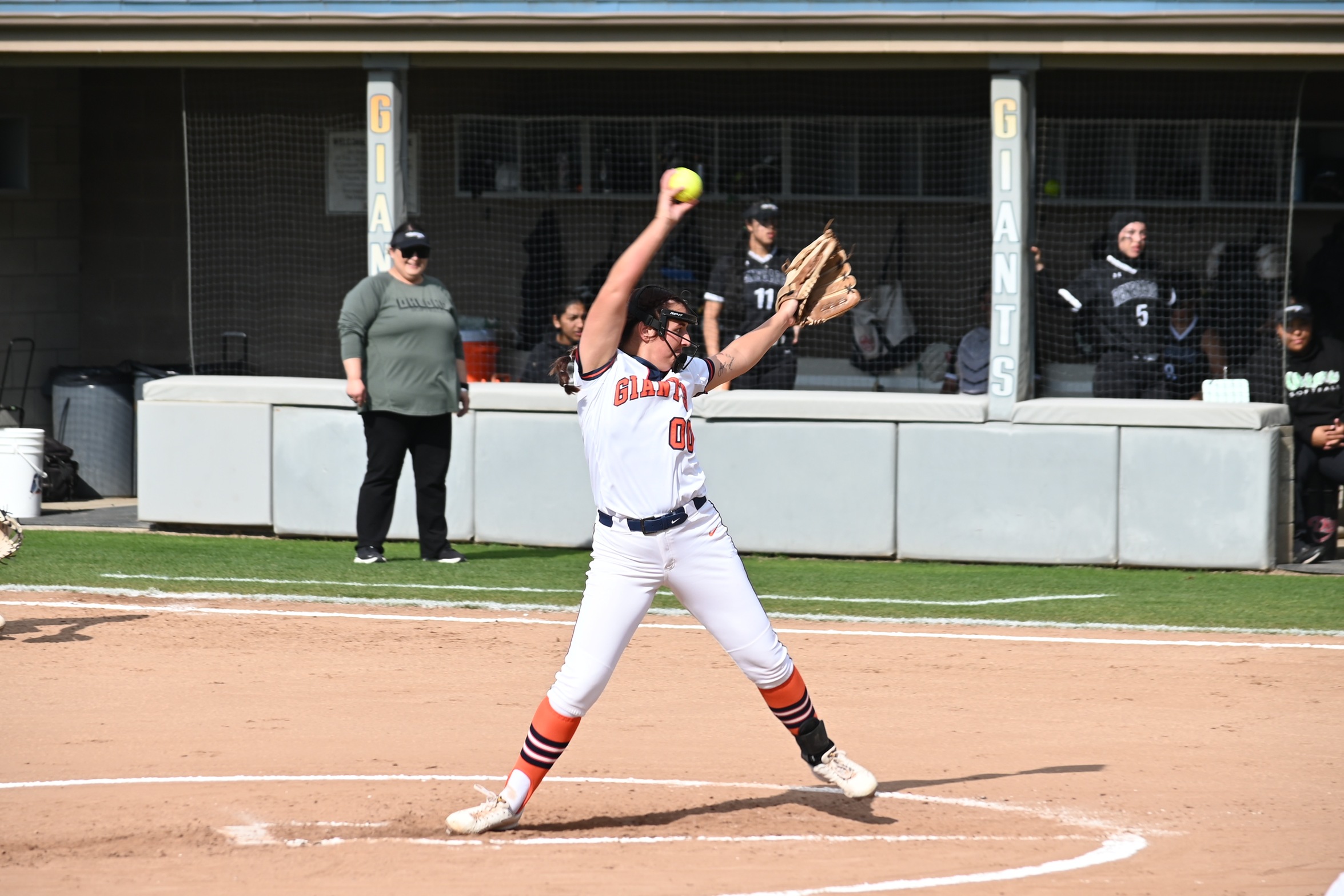 College of the Sequoias' Grace Chojnacki (00) in a game versus Ohlone College on February 1, 2025. (Photo Credit: Norma Foster / COS Athletics)