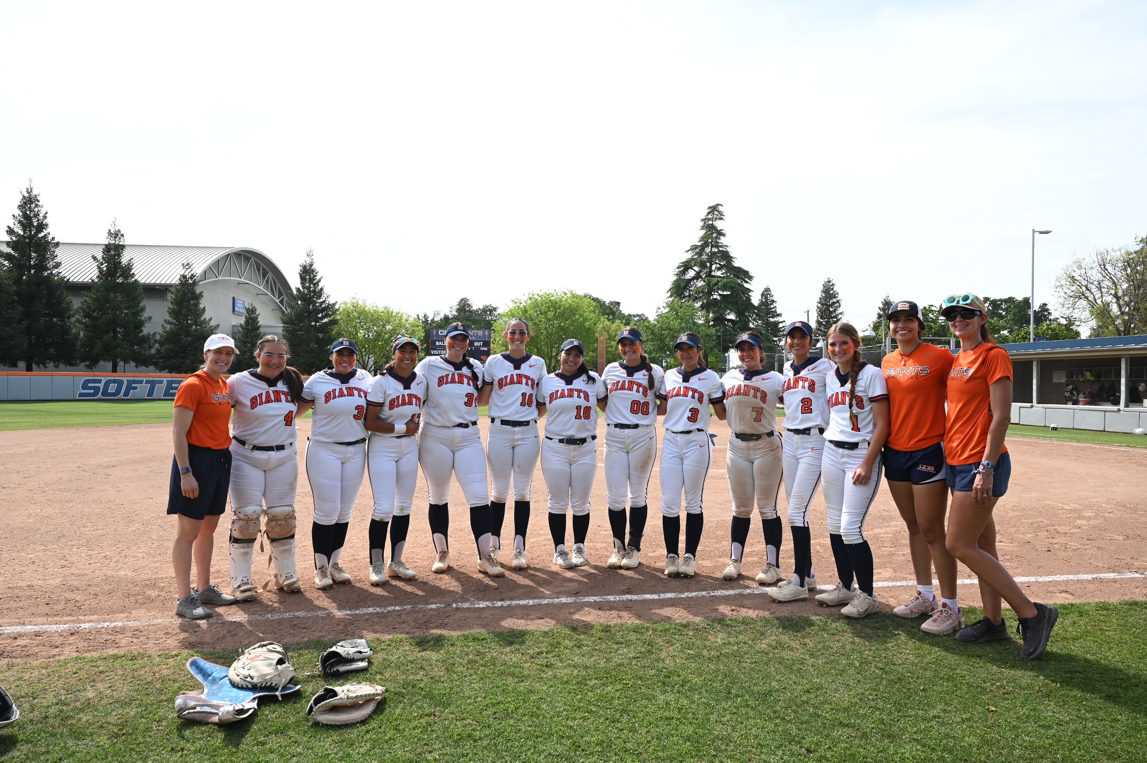 College of the Sequoias' softball team after their 4-3 win over Taft on April 15, 2025. (Photo Credit: Norma Foster / COS Athletics)