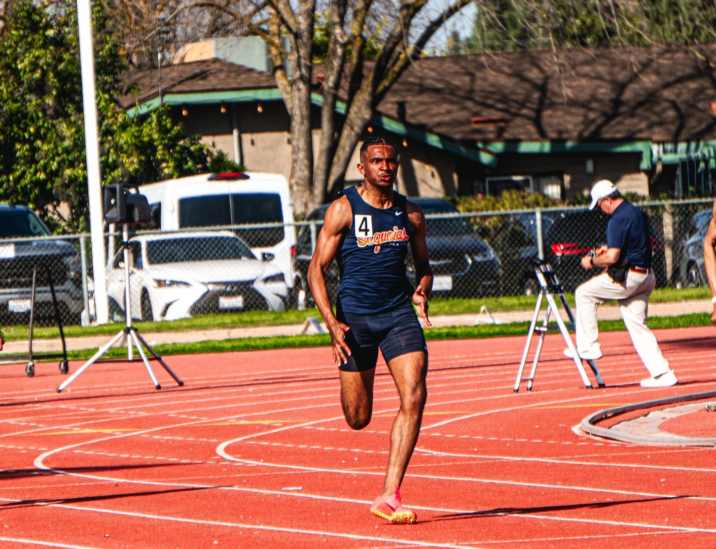 College of the Sequoias' Tevin Howerton in the Sunbird Invitational, hosted by Fresno Pacific University on February 22, 2025.