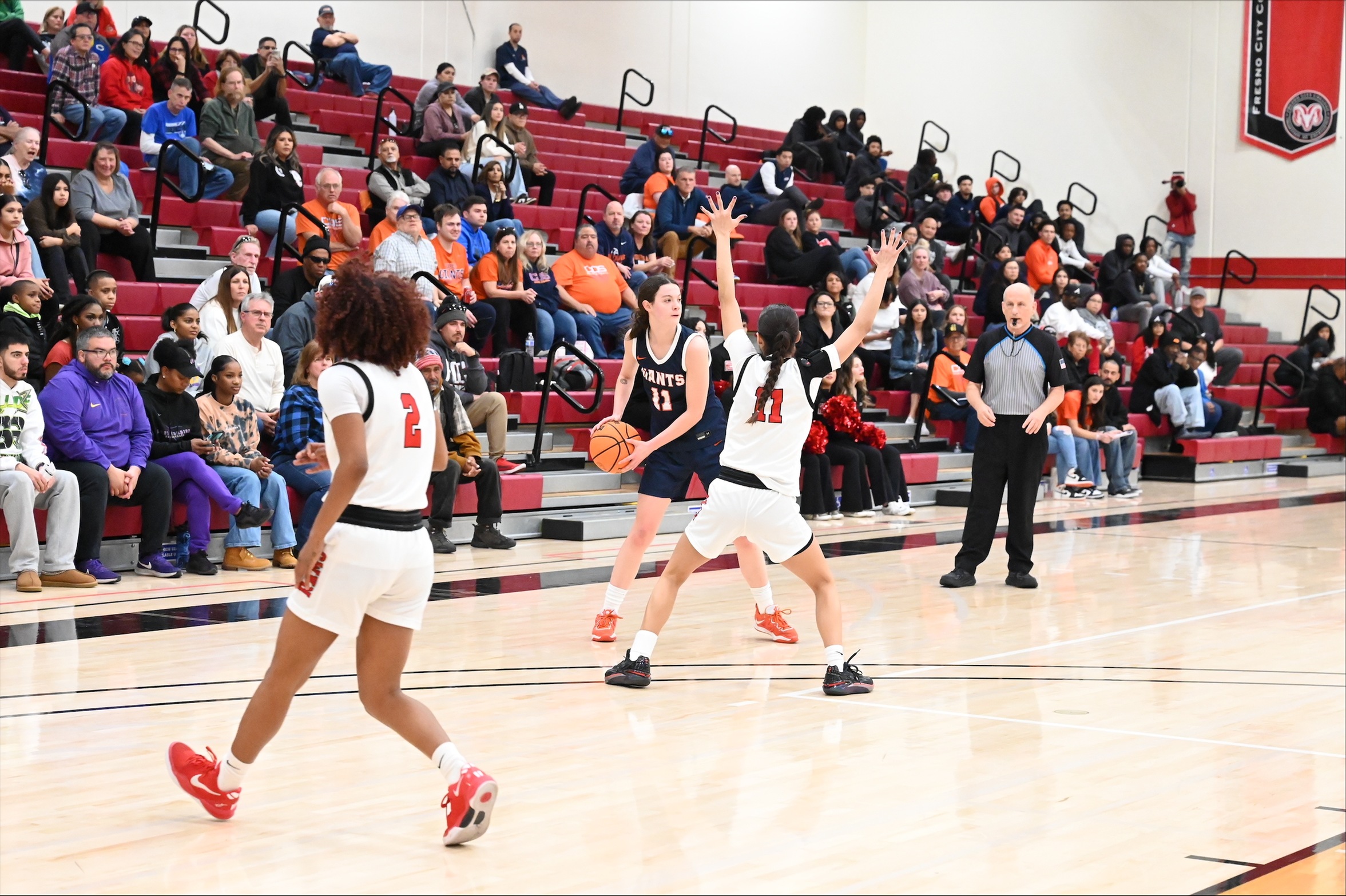 College of the Sequoias' Lucia Ricci (11) in their 67-44 win over Fresno City College on January 18, 2025. (Photo Credit: Norma Foster / COS Athletics)