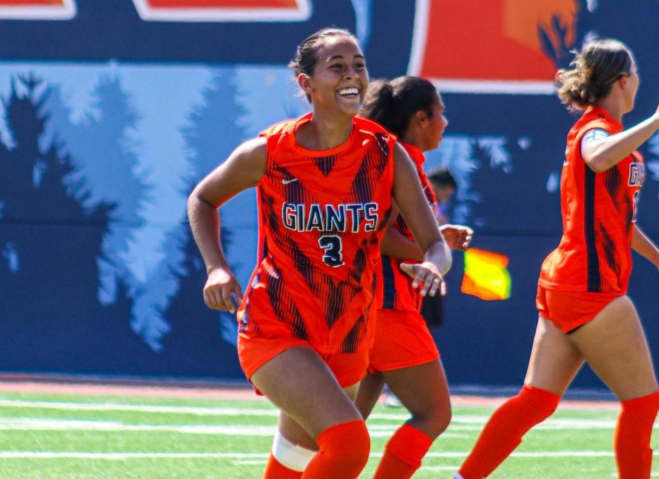 College of the Sequoias' Brittany Avalos (3) after scoring a goal in an earlier match this season versus Bakersfield College on September 12, 2025. (Werrason Bakindo / COS Athletics)
