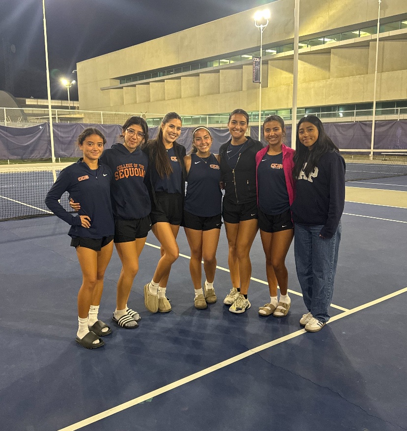 College of the Sequoias' Women's Tennis after their 9-0 win over Antelope Valley College on February 22, 2025.