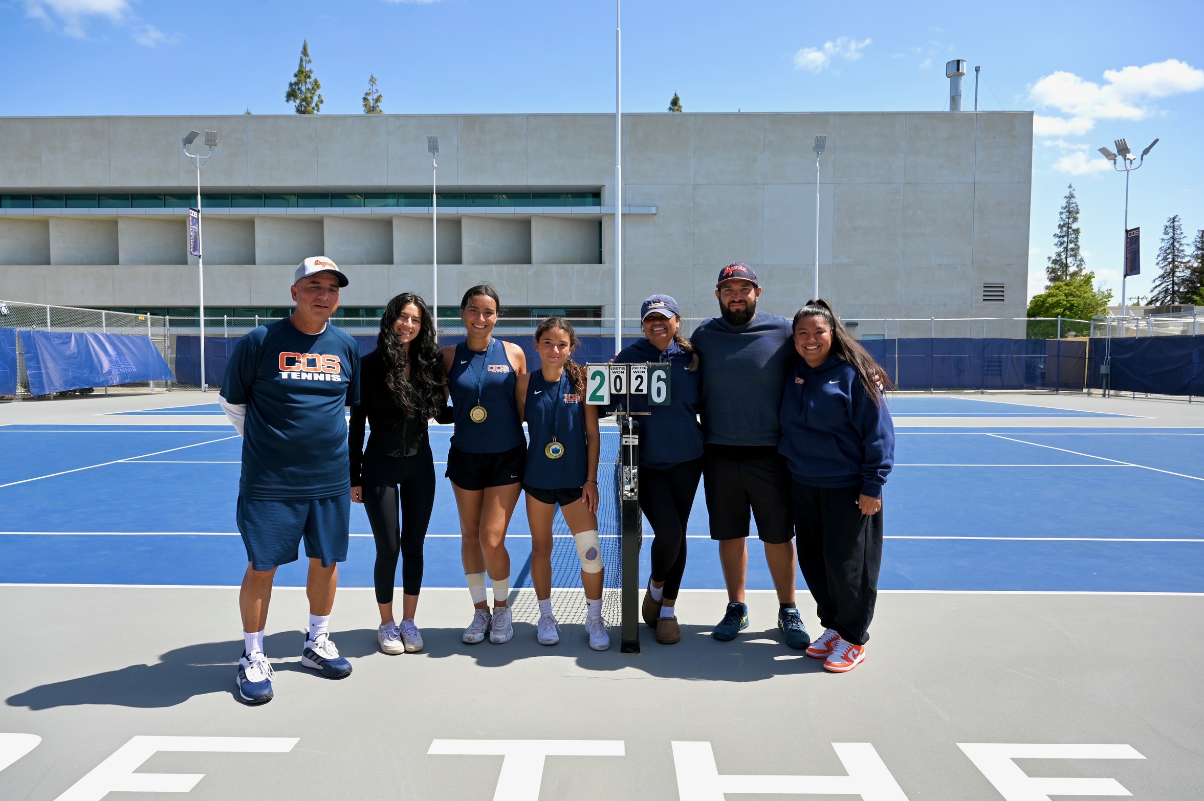 College of the Sequoias' Summer Herrera & Mia Orosco after winning the Women's Doubles Central Valley Conference Championship. (Photo Credit: Norma Foster / COS Athletics)
