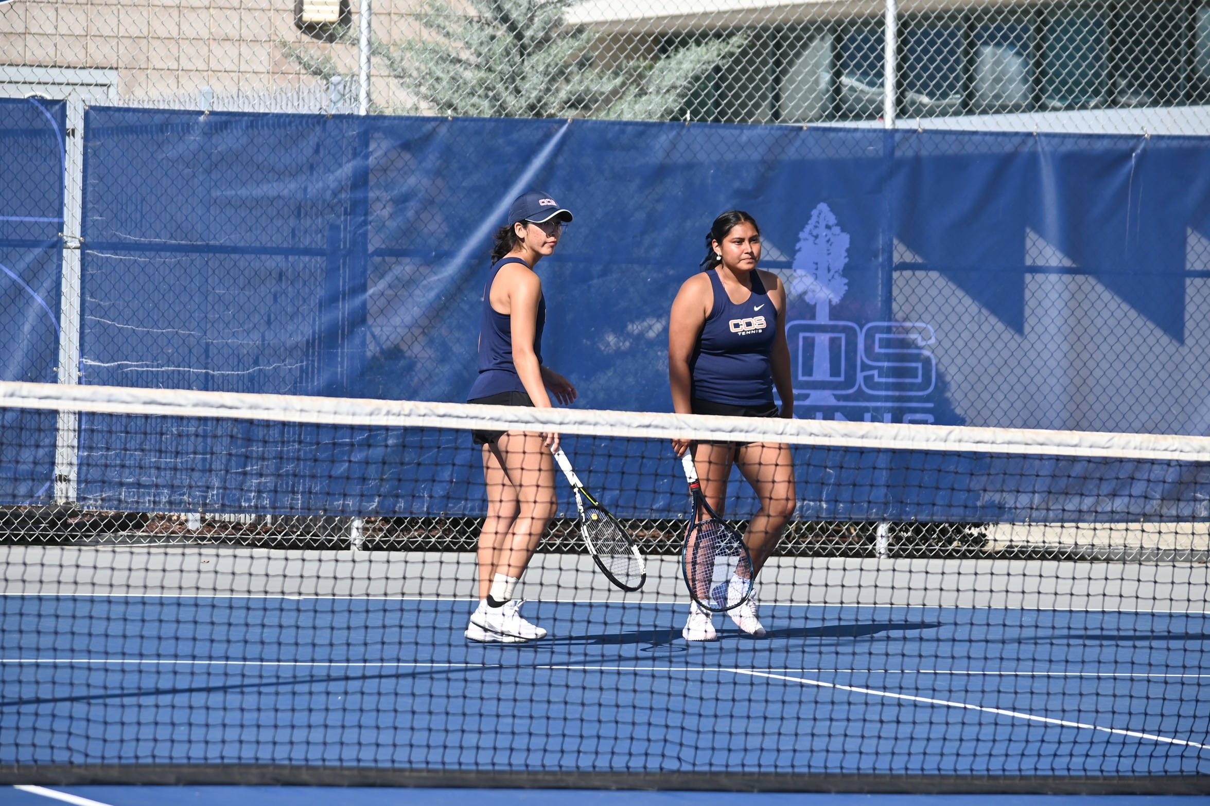 College of the Sequoias' Sadie Avila and Areli Tobon in a match earlier this season versus Fresno City on March 6, 2026. (Norma Foster / COS Athletics)